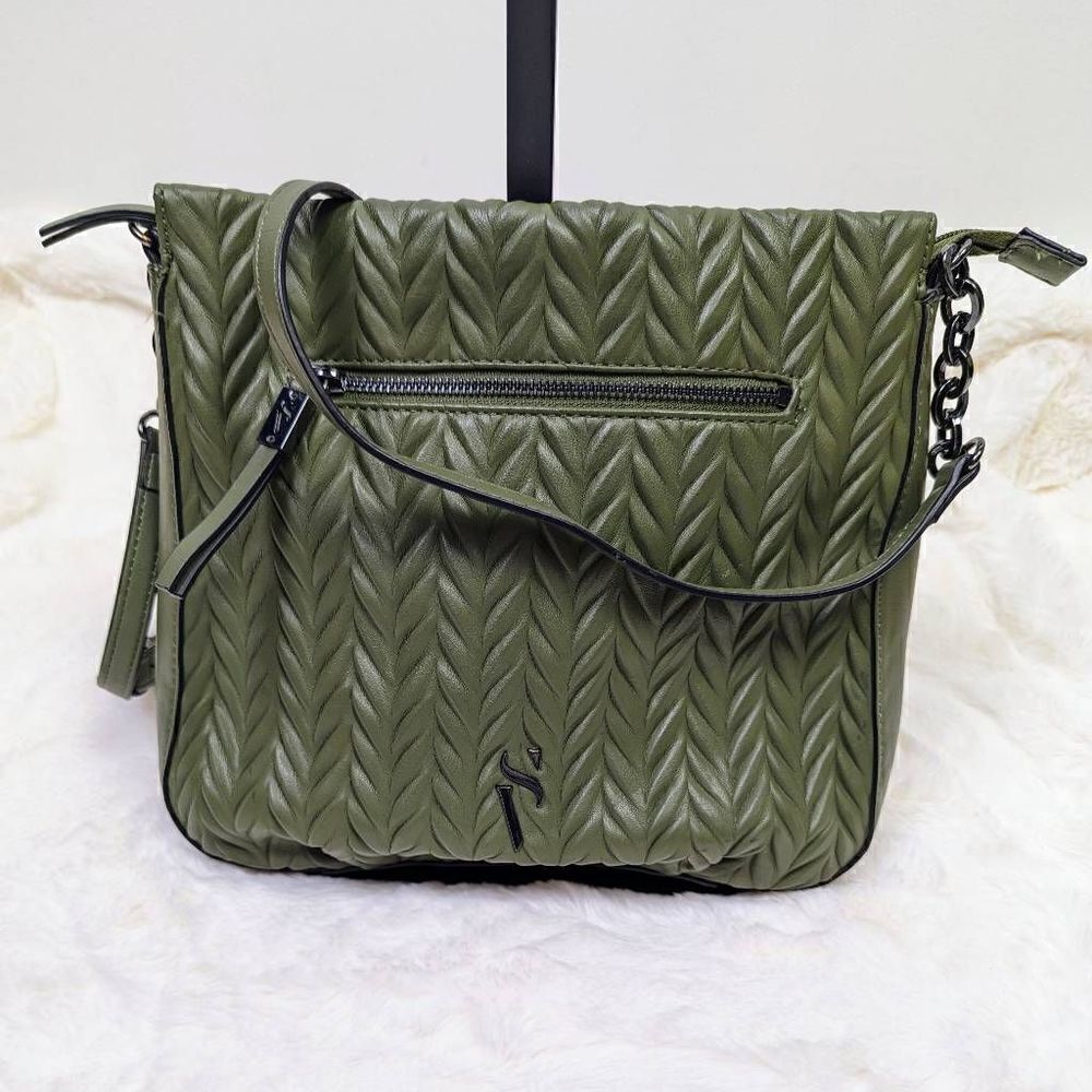 Simply Vera Wang Womens Ruched Crossbody Bag Winter Moss Green Faux Leather